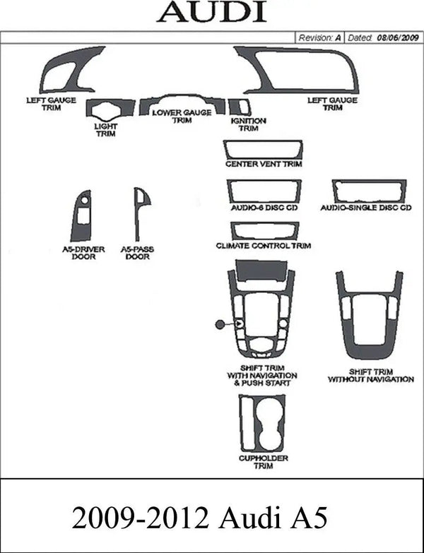 2009-2012 Audi A5 Real Carbon Fiber Dash Trim Kit