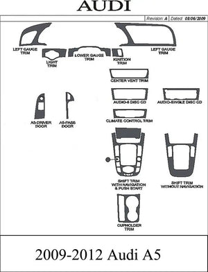 2009-2012 Audi A5 Real Carbon Fiber Dash Trim Kit