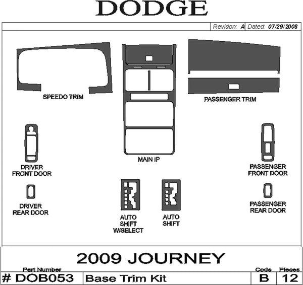 2009+ Dodge Journey Wood Grain Dash Trim Kit