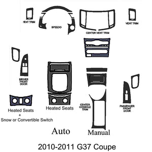 2010-2011 Infiniti G37 Coupe Real Carbon Fiber Dash Trim Kit